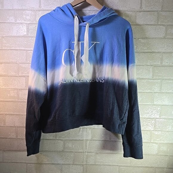2 Calvin Klein Women Tie Dye Block Monogram Logo Cropped Hoodies Size XL & XXL - Picture 2 of 14